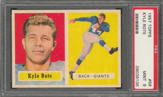 1957 Topps Football #59 Kyle Rote – PSA MINT 9